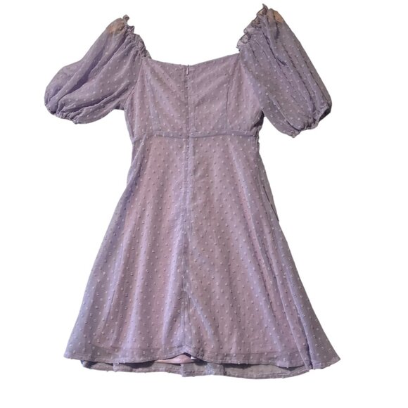 MISSGUIDED Mini Dress Women's 4 Purple Lilac Puff Sleeve "Skater Dress" Feminine - Picture 5 of 10